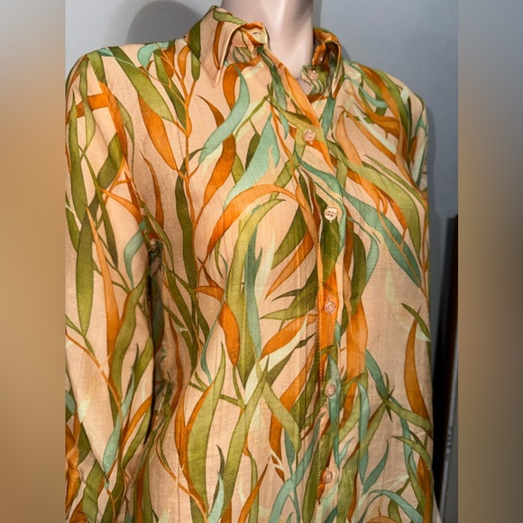Dixie cotton Blend Button Down Print Top M - Picture 2 of 11